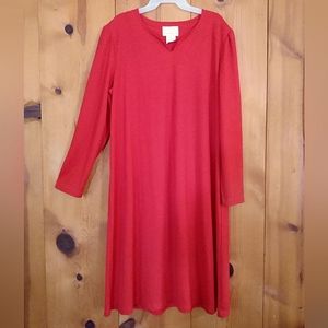Susan Graver Style Knit Puffed Sleeve Midi Dress